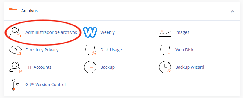 Administrador de archivos CPanel