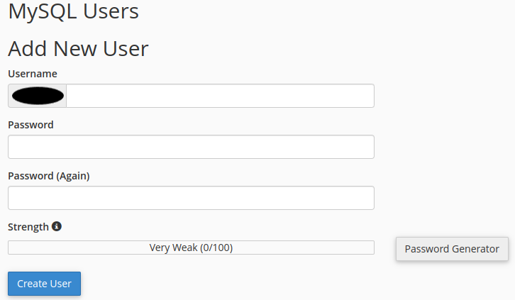 Crear usuario para la base de datos de WordPress desde cPanel